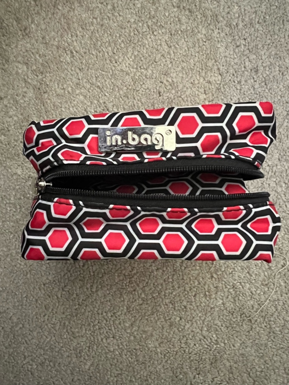 In Bag Compact Red Geometric Travel Jewelry Organizer, never used.